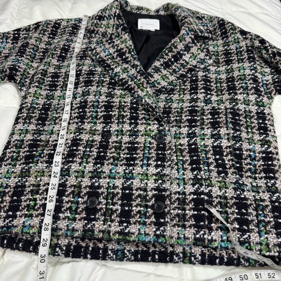 By Anthropologie Double Breasted Pea Coat, Blue Motif, Size M, - Picture 7 of 13